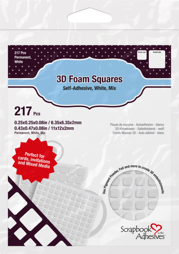 Scrapbook Adhesives 3-D Foam Squares White Mix