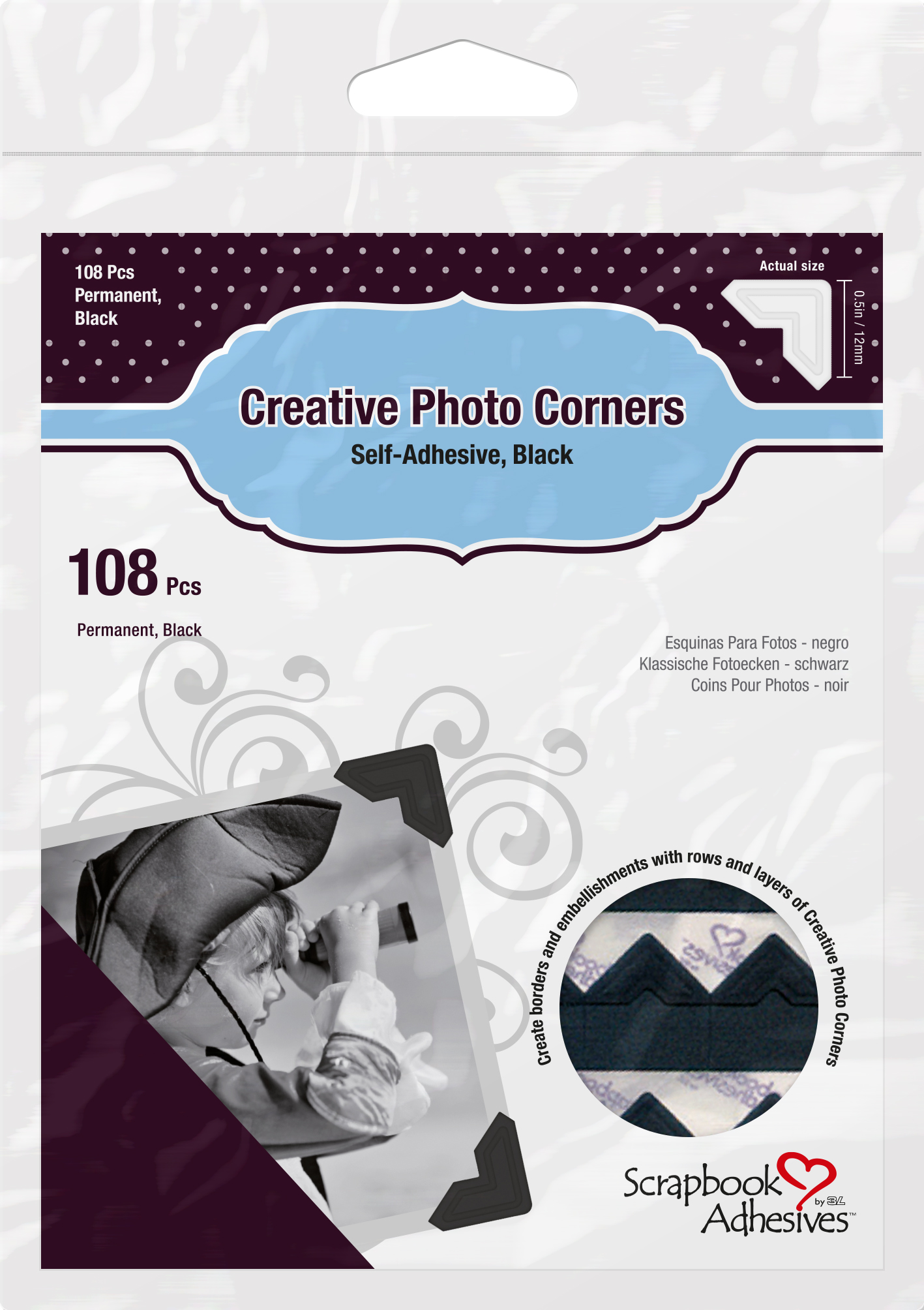 Scrapbook Adhesives Classic Paper Corners Black 126