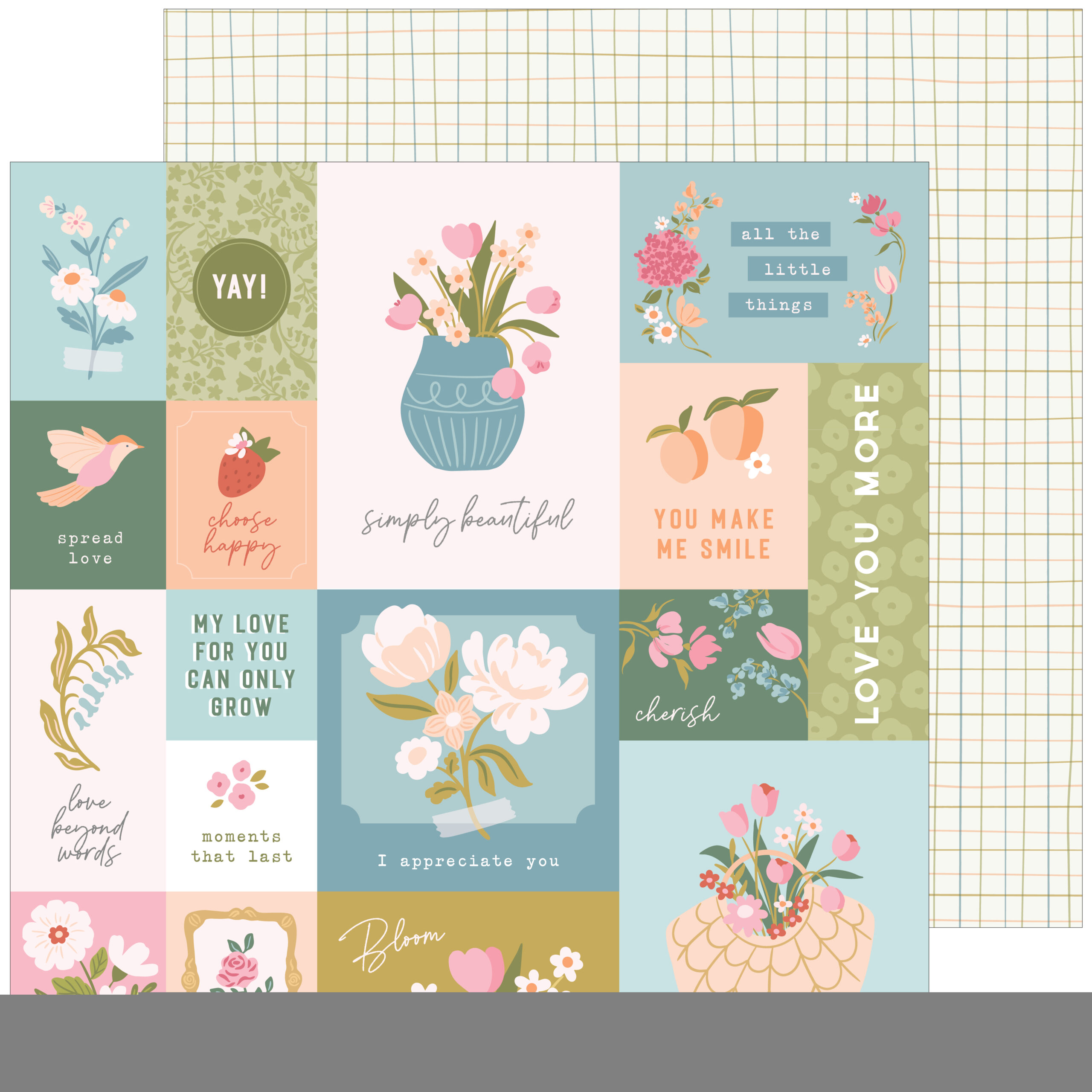 Pinkfresh Lovely Blooms 12X12 Choose Happy