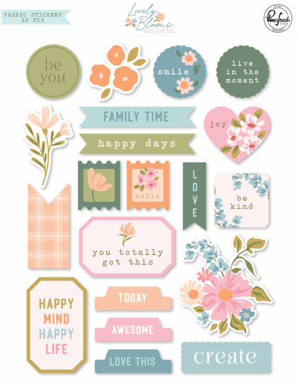 Pinkfresh Lovely Blooms Fabric Stickers