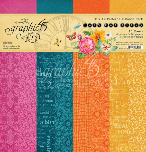 Graphic 45 Let's Get Artsy 12X12 Patterns & Solids Pack