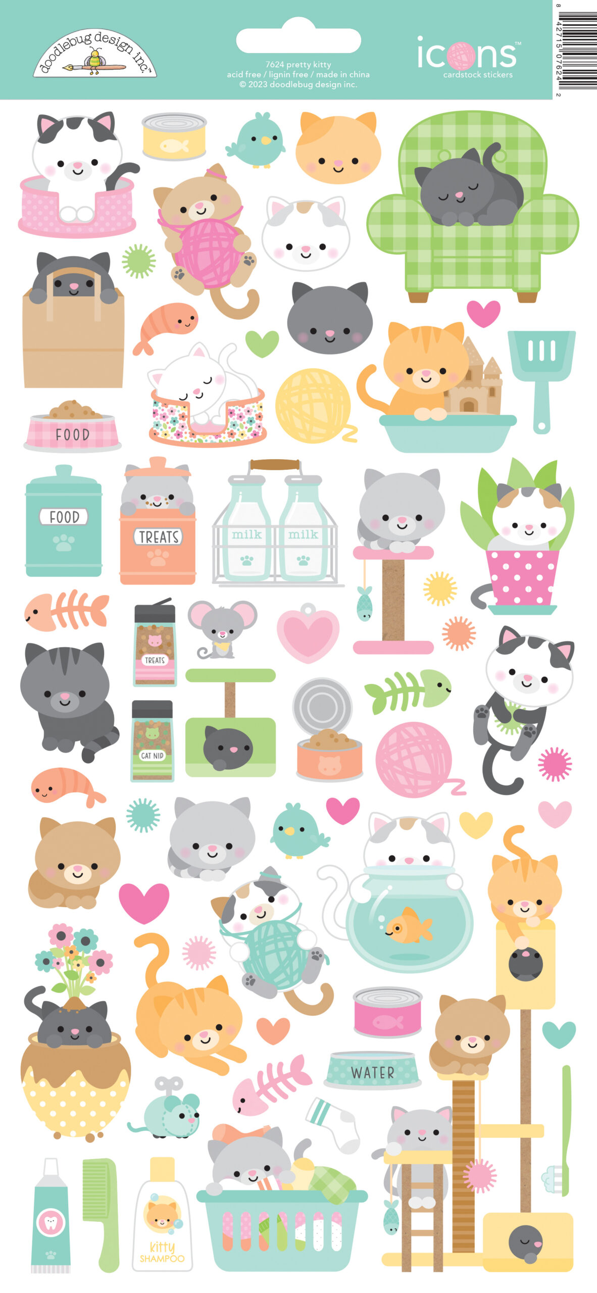 Doodlebug Pretty Kitty Icons Sticker