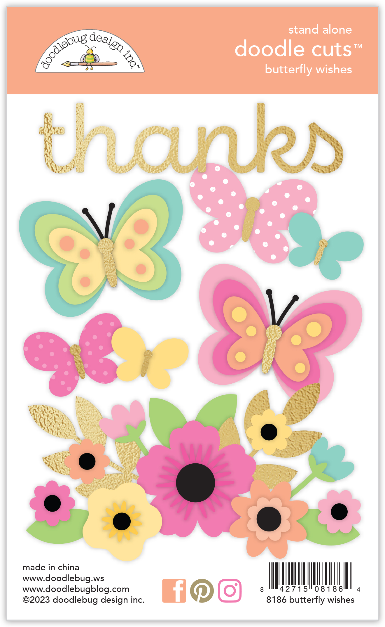 Doodlebug Butterfly Wishes Doodle Cut