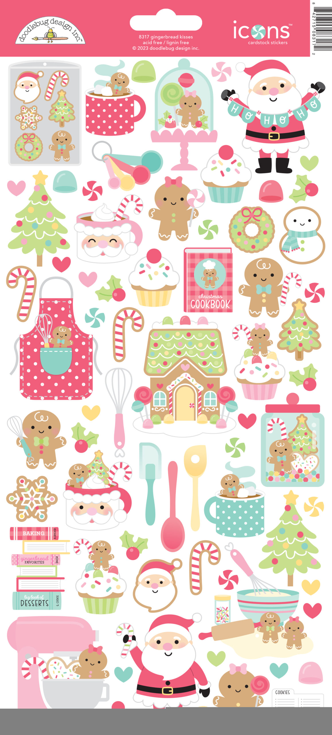 Doodlebug Gingerbread Kisses Icons Stickers
