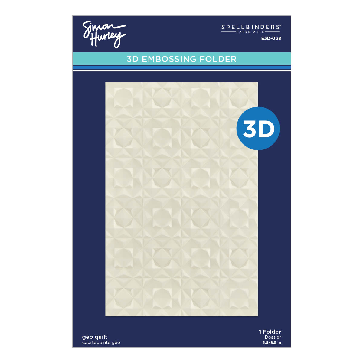 Spellbbinders Geo Quilt 3D Embossing Folder From the Simon’s Snow Globes Collection By Simon Hurley