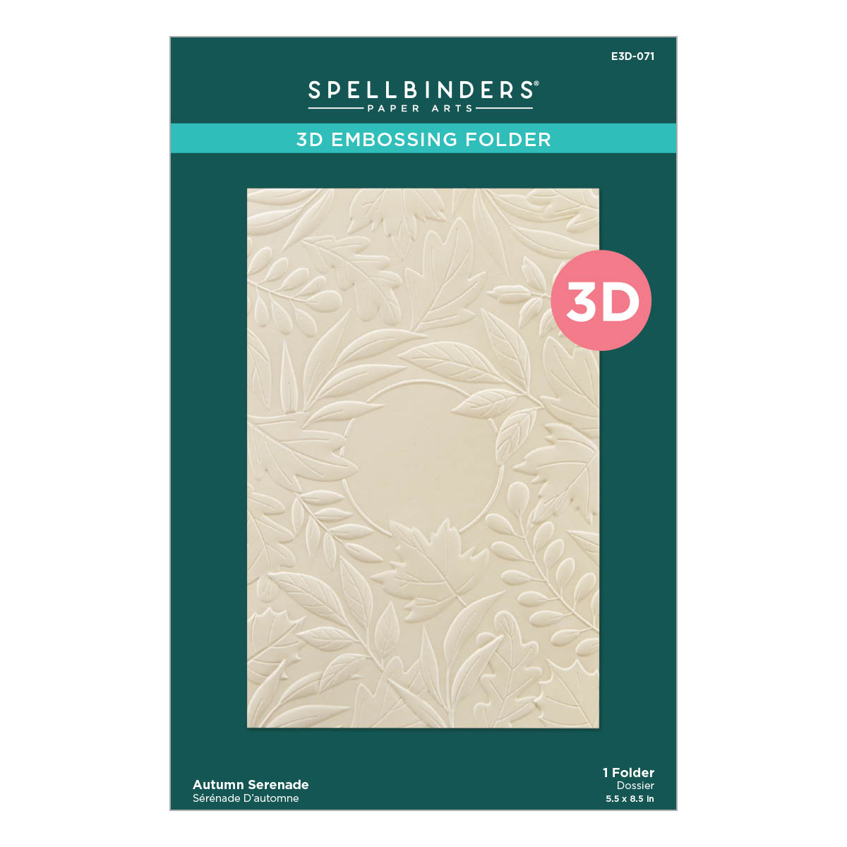 Spellbbinders Autumn Serenade 3D Embossing Folder From the Serenade of Autumn Collection