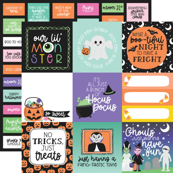 Echo Park Monster Mash 12X12 4X4 Journaling Cards Echo Park Monster Mash 12X12 4X4 Journaling Cards