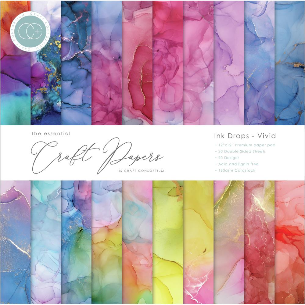 CRAFT CONSORTIUM CRAFT PAPER 12X12 INK DROP VIVID
