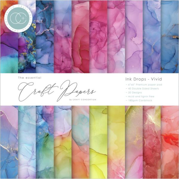 CRAFTERS CONSORTIUM CRAFT PAPER 6X6 INK DROP VIVID CRAFTERS CONSORTIUM CRAFT PAPER 6X6 INK DROP VIVID