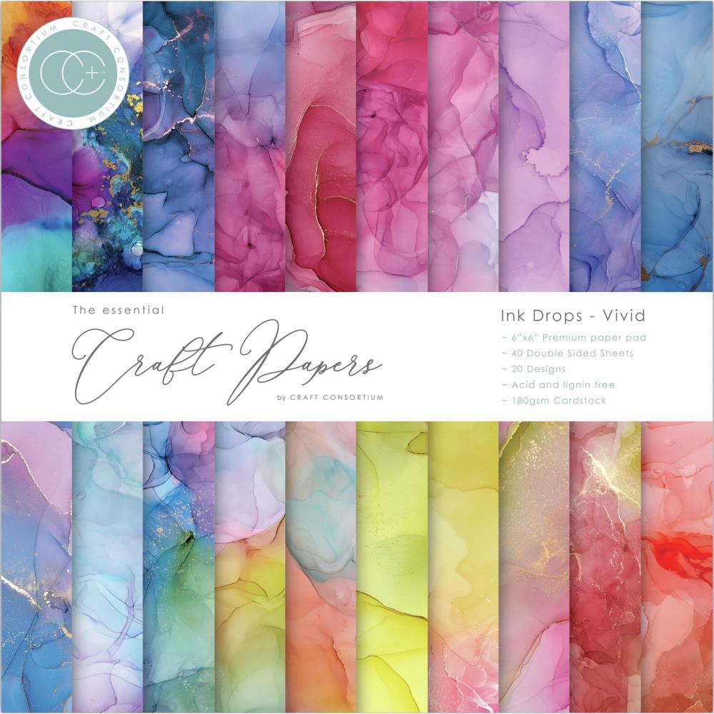 CRAFTERS CONSORTIUM CRAFT PAPER 6X6 INK DROP VIVID