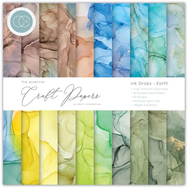 CRAFTERS CONSORTIUM CRAFT PAPER 6X6 INK DROP EARTH CRAFTERS CONSORTIUM CRAFT PAPER 6X6 INK DROP EARTH