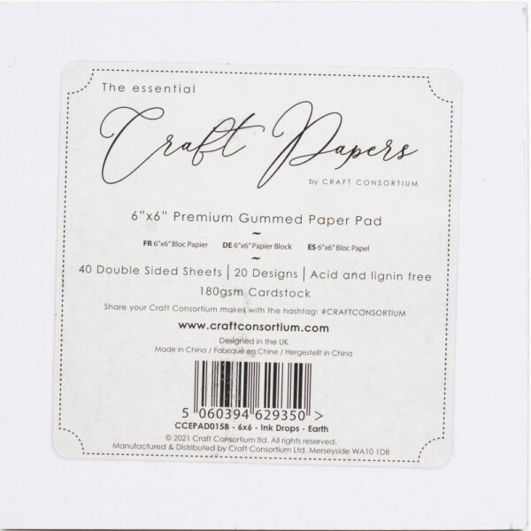 CRAFTERS CONSORTIUM CRAFT PAPER 6X6 INK DROP EARTH
