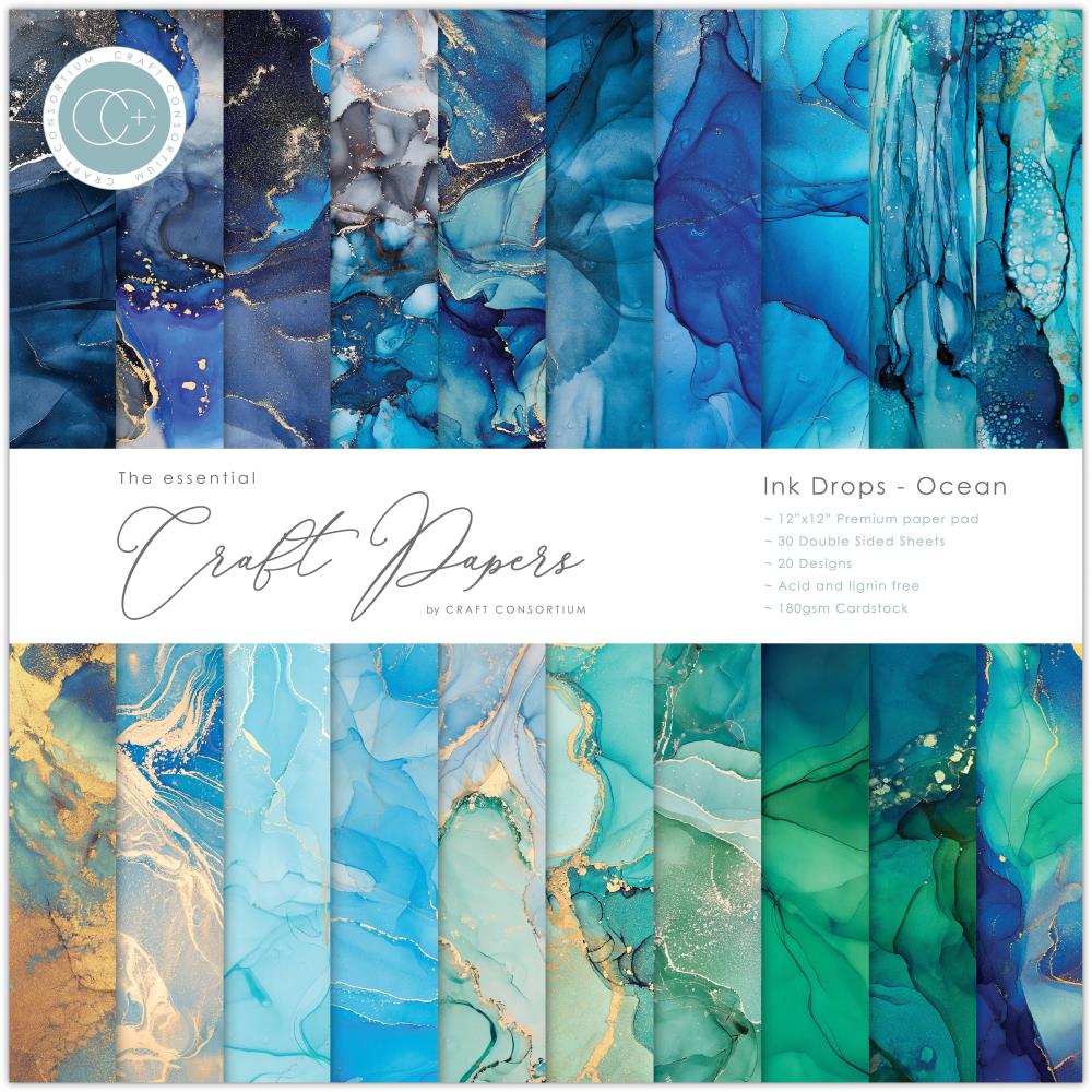 CRAFT CONSORTIUM CRAFT PAPER 12X12 INK DROP OCEAN