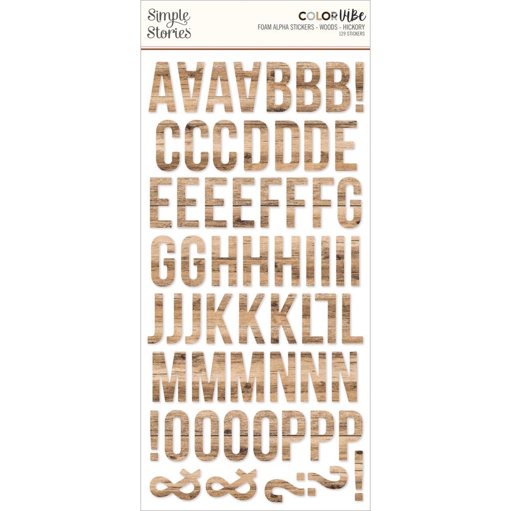 Simple Stories Color Vibe Foam Alpha Stickers Woods Hickory