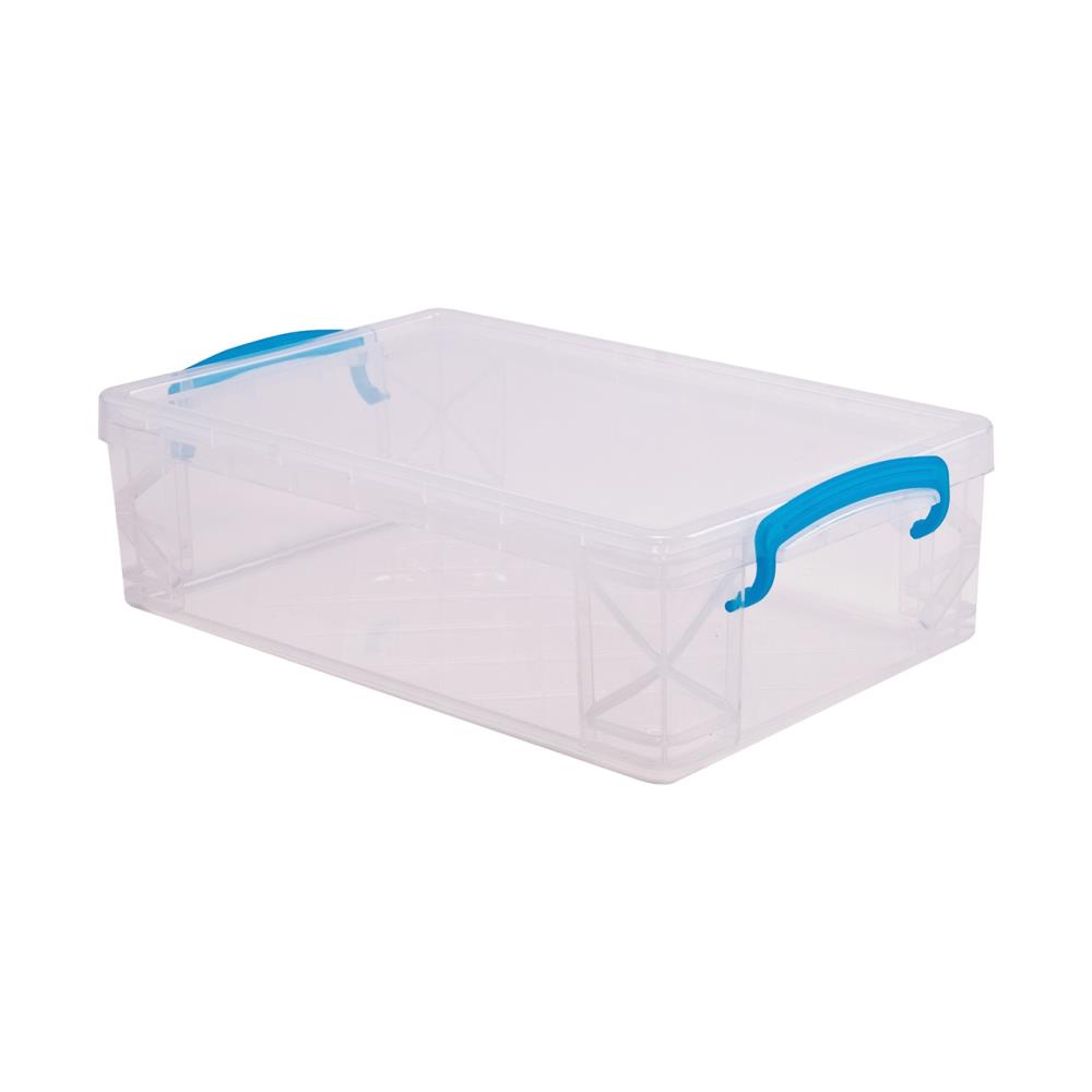 ADVANTUS SUPER STACKER LARGE PENCIL BOX 9"X5.5"X2.63" Clear/Blue Handles
