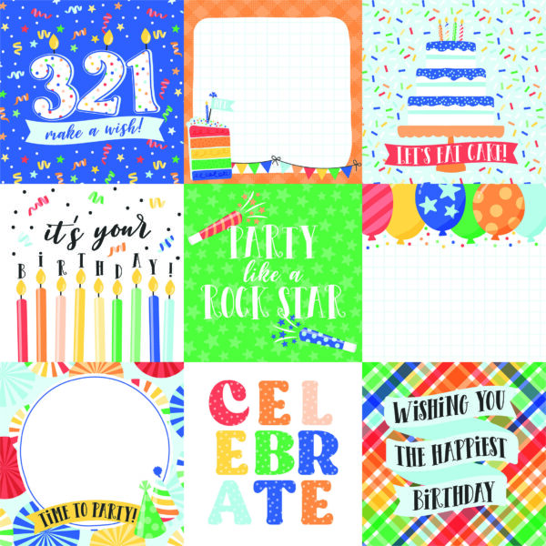 Echo Park Make A Wish Birthday Boy 12X12 4X4 Journaling Cards