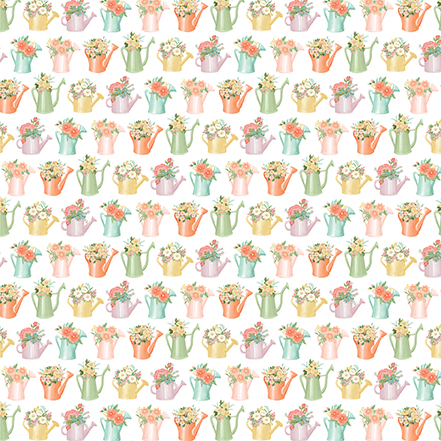Carta Bella Here Comes Spring 12X12 Watering Can Bouquet