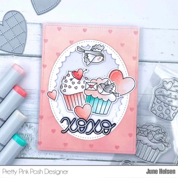 PRETTY PINK POSH STAMP VALENTINE CUPCAKE