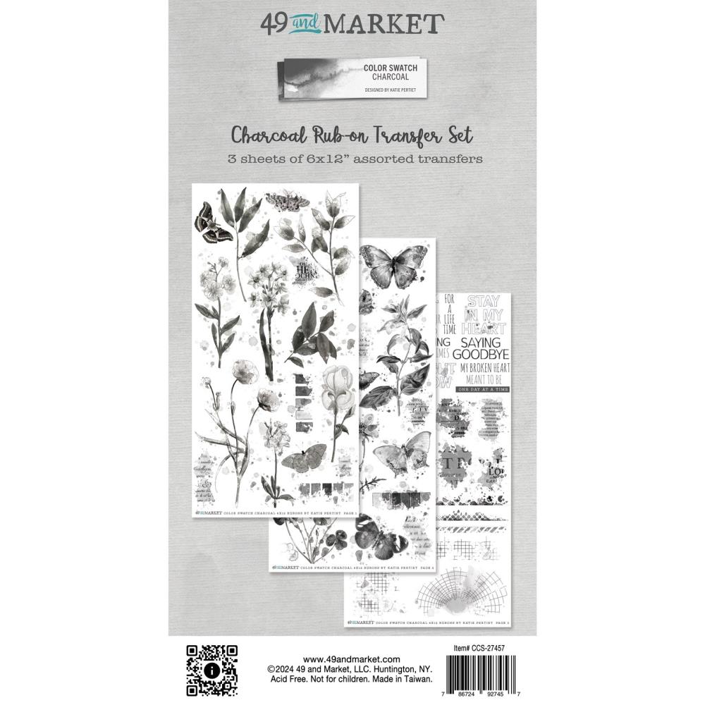 49 & MARKET COLOR SWATCH CHARCOAL RUB-ON TRANSFER SET