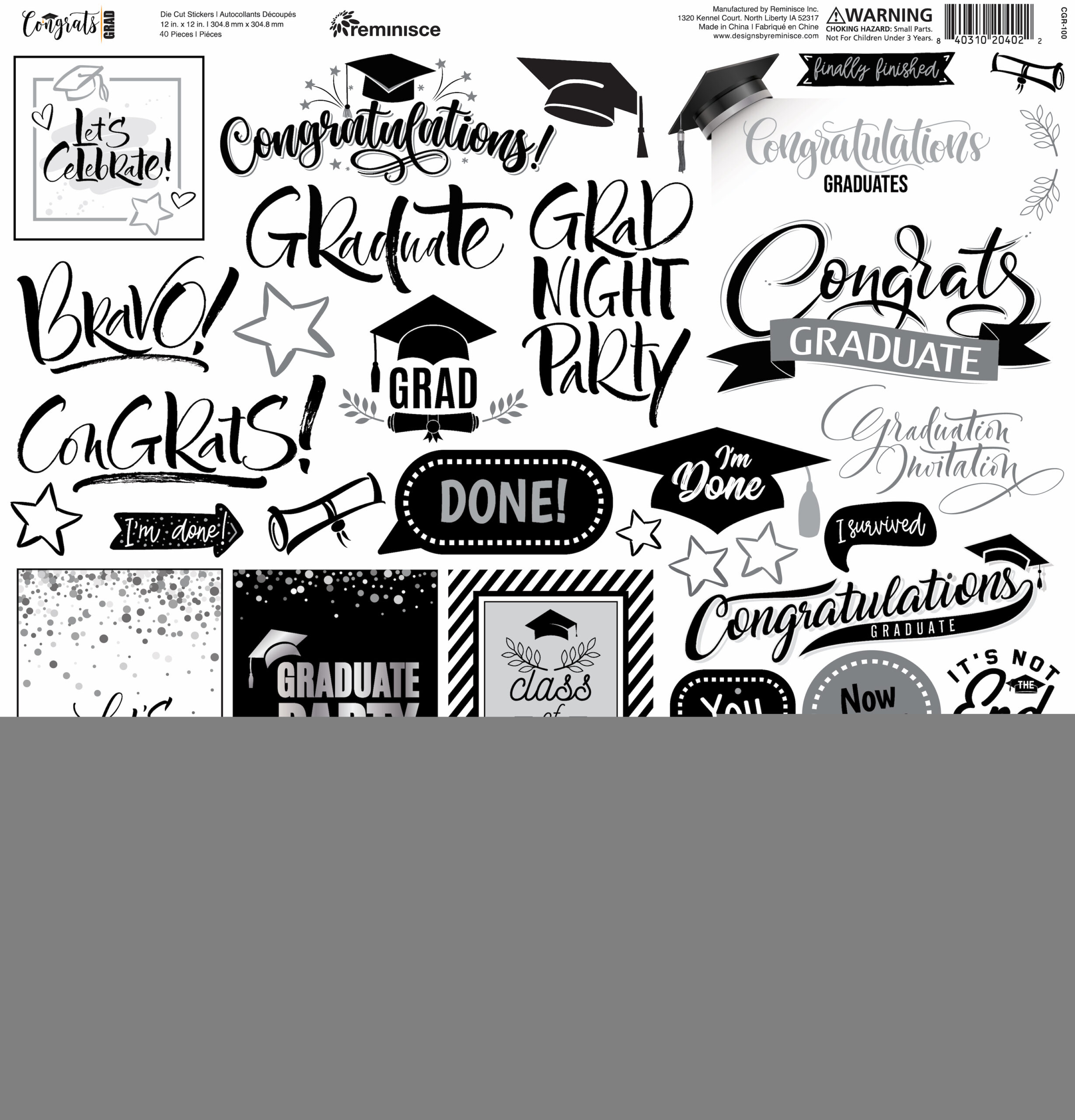 REMINISCE CONGRATS GRAD 12X12 STICKER