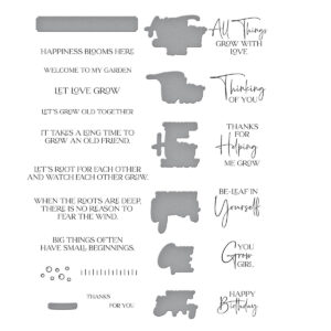 SPELLBINDERS DIES/STAMPS PROPAGATION GARDEN SENTIMENTS