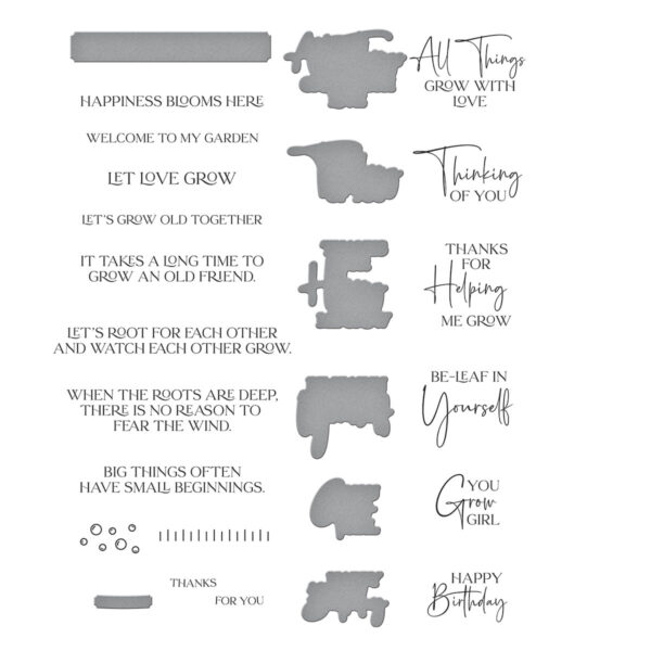SPELLBINDERS DIES/STAMPS PROPAGATION GARDEN SENTIMENTS