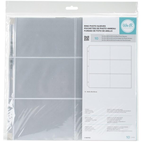 WE R MEMORY KEEPERS RING SLEEVE 12X12 6-4X6 10 PACK WE R MEMORY KEEPERS RING SLEEVE 12X12 6-4X6 10 PACK