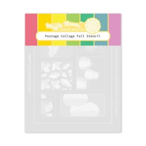 WAFFLE FLOWER STENCIL POSTAGE COLLAGE FALL
