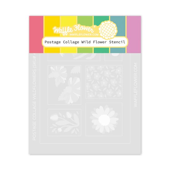 WAFFLE FLOWER STENCIL POSTAGE COLLAGE WILD FLOWER