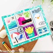 WAFFLE FLOWER STENCIL POSTAGE COLLAGE BEACH DAYS STENCIL