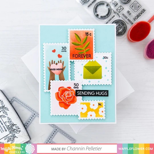 WAFFLE FLOWER DIE POSTAGE COLLAGE