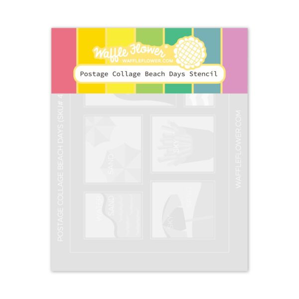 WAFFLE FLOWER STENCIL POSTAGE COLLAGE BEACH DAYS STENCIL