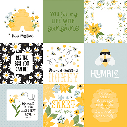 Echo Park Happy As Can Bee 12X12 4X4 Journaling Cards