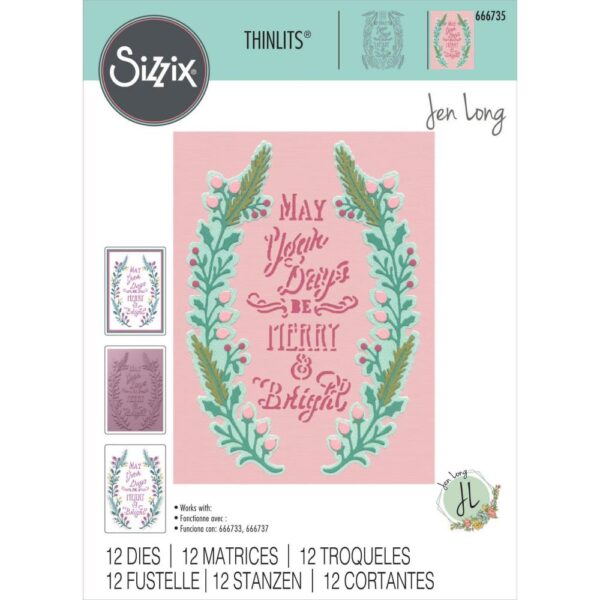 Sizzix Thinlits Die Set 12PK – Merry & Bright #2 By Jen Long Sizzix Thinlits Die Set 12PK - Merry & Bright #2 By Jen Long