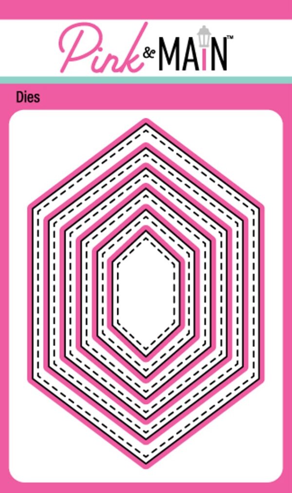 PINK & MAIN DIE STITCHED OBLONG HEXAGON