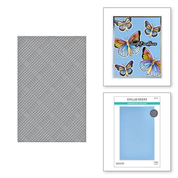 SPELLBINDERS DIAMOND PLAID EMBOSSING FOLDER