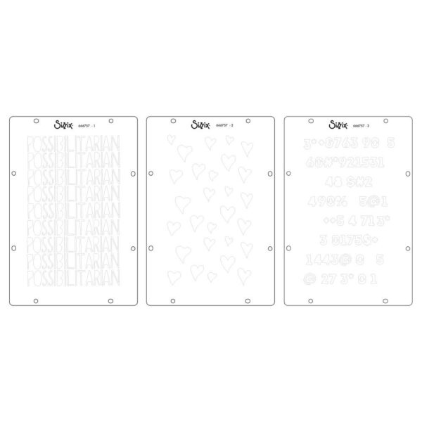 Sizzix Studio Stamps Set 13PK /3PK Stencils Possibilitarian By Cat Kerr