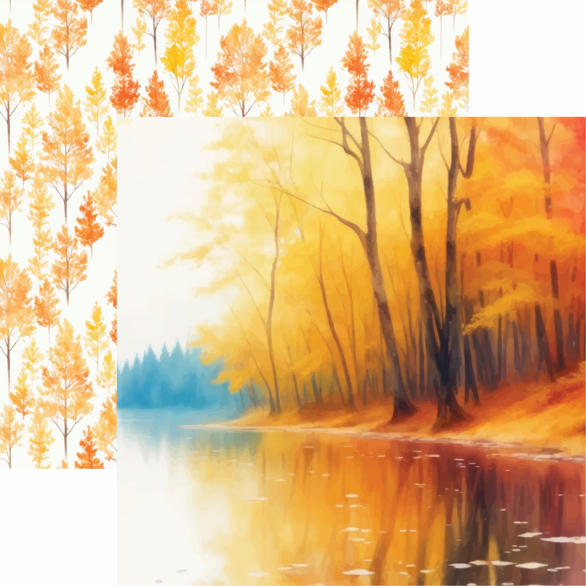 Reminisce Autumn Reflect 12X12 Autumn Landscape