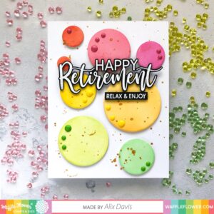 WAFFLE FLOWER STAMP & DIE COMBO HAPPY RETTIRMENT