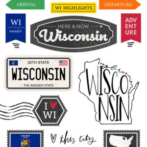 SCRAPBOOK CUSTOMS STATE STICKER WISCONSIN POSTAGE