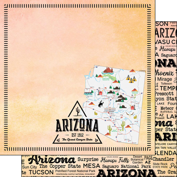 SCRAPBOOK CUSTOMS POSTAGE MAP 12X12 ARIZONA SCRAPBOOK CUSTOMS POSTAGE MAP 12X12 ARIZONA