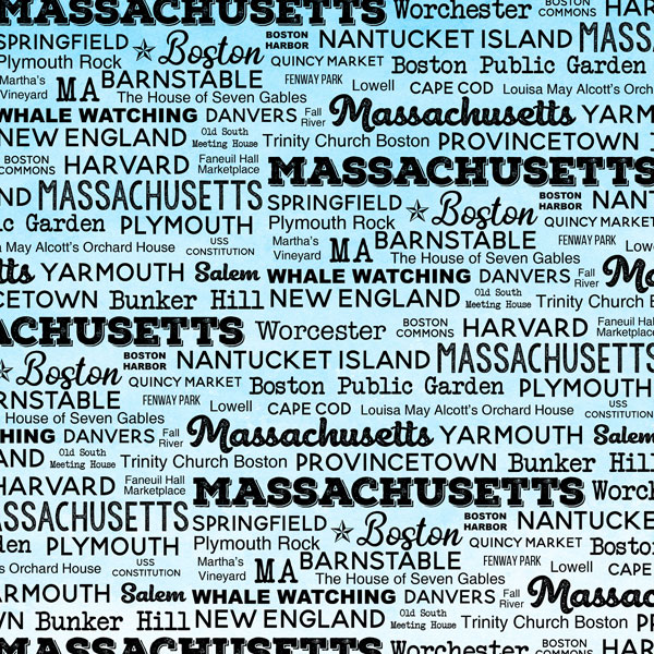 SCRAPBOOK CUSTOMS POSTAGE MAP 12X12 MASSACHUSETTS