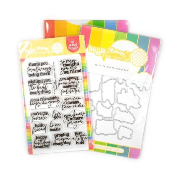 Waffle Flower Stamp & Die Hello Friend Combo