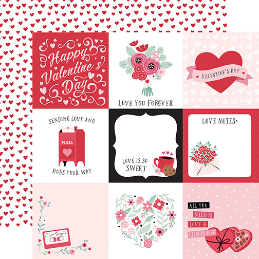 Echo Park Valentine's Day 12X12 4X4 Journaling Cards