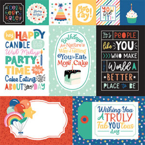 Echo Park Hip Hip Hooray 12X12 Mixed Journaling Cards