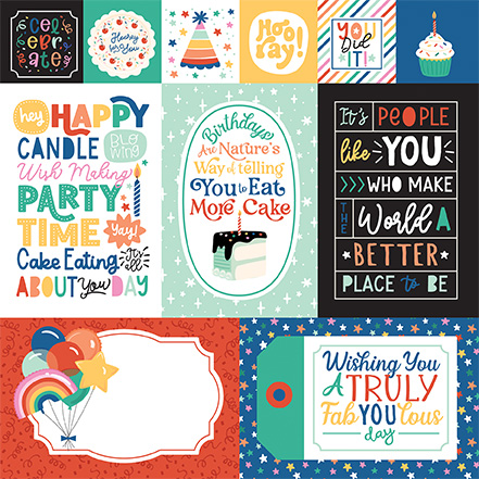 Echo Park Hip Hip Hooray 12X12 Mixed Journaling Cards