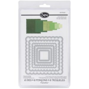 SIZZIX FRAMELITS SCALLOP SQUARES 6PK
