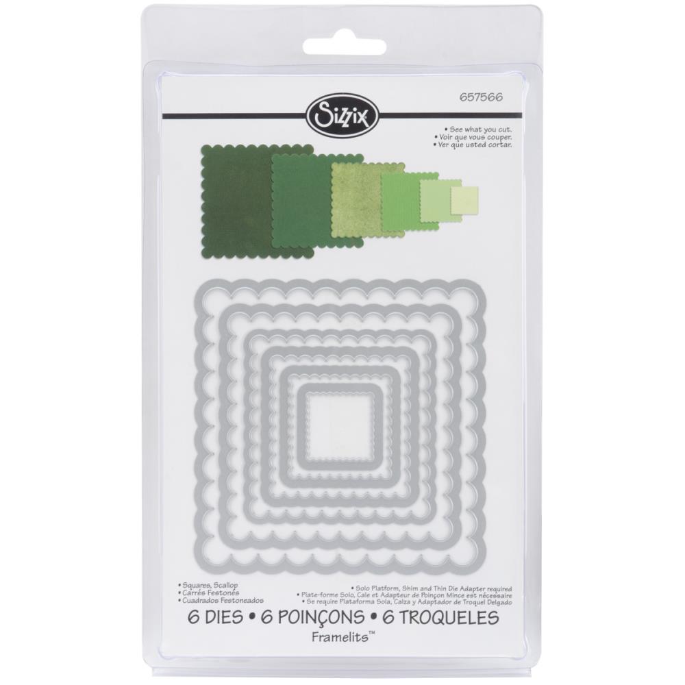 SIZZIX FRAMELITS SCALLOP SQUARES 6PK