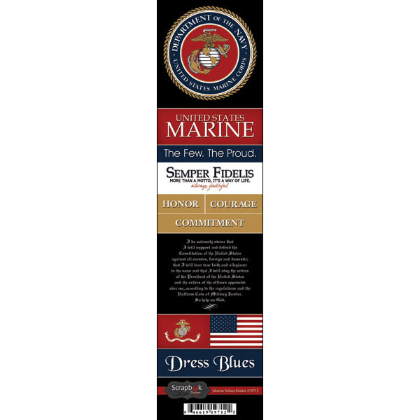 SCRAPBOOK CUSTOMS STICKER MARINES VALUES