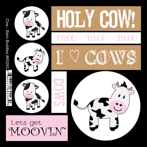 SCRAPBOOK CUSTOMS STICKER BARN BUDDIES COW